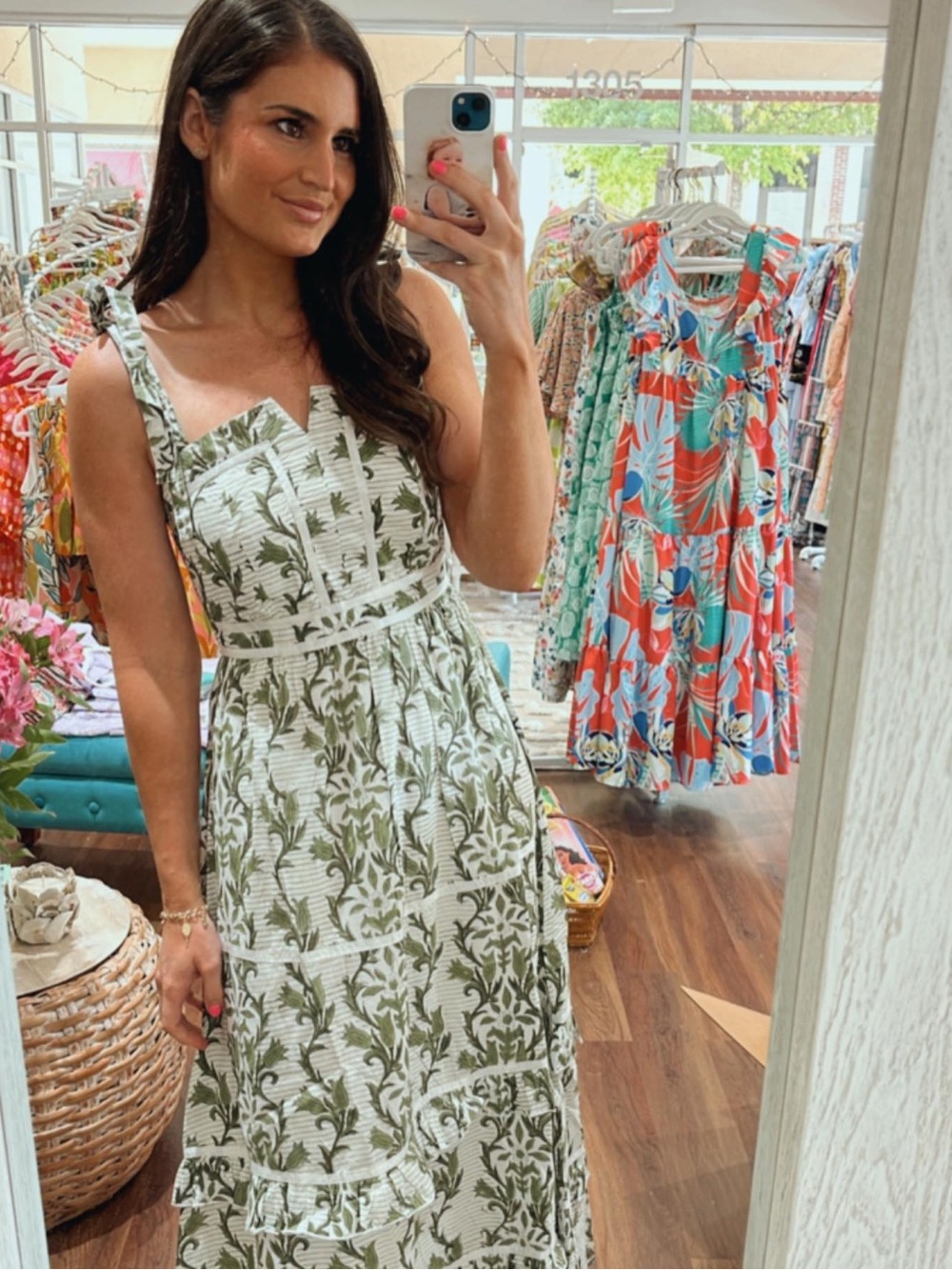 Chakeris Charleston Ella Dress | Green Vine Maxi | Size M